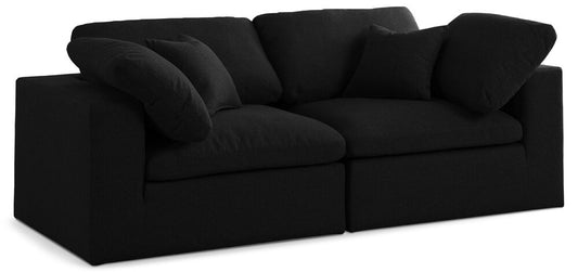 Meridian Furniture - Serene Black Linen Textured Fabric Deluxe Comfort Modular Sofa - 2Pc - 601Black-S80 veiw 1