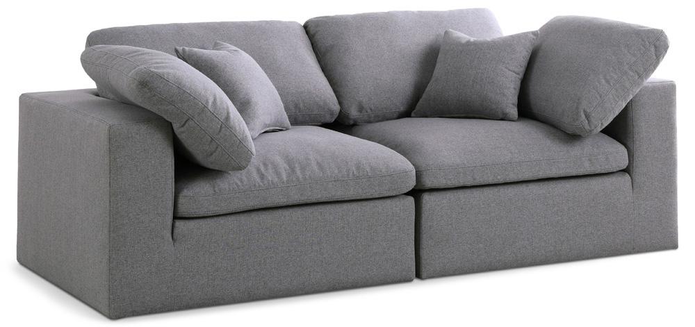 Meridian Furniture - Serene Grey Linen Textured Fabric Deluxe Comfort Modular Sofa - 2Pc - 601Grey-S80 veiw 1