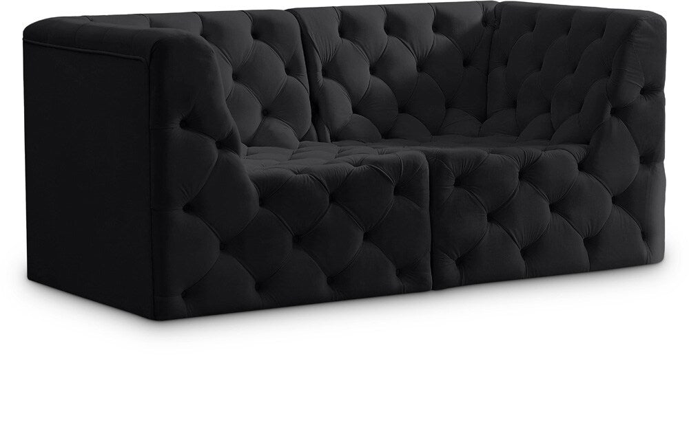 Meridian Furniture - Tuft Black Velvet Modular Sofa - 2Pc - 680Black-S70 veiw 1