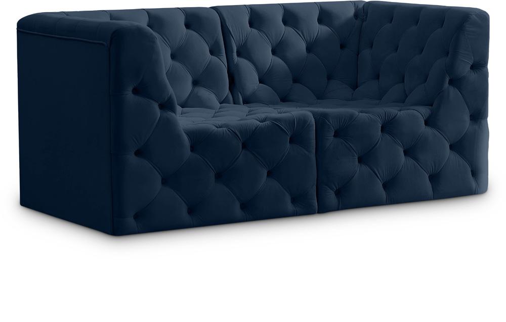 Meridian Furniture - Tuft Navy Velvet Modular Sofa - 2Pc - 680Navy-S70 veiw 1