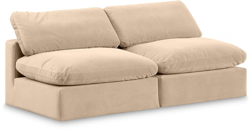 Meridian Furniture - Comfy Beige Velvet Modular Sofa - 2Pc - 189Beige-S78 veiw 1