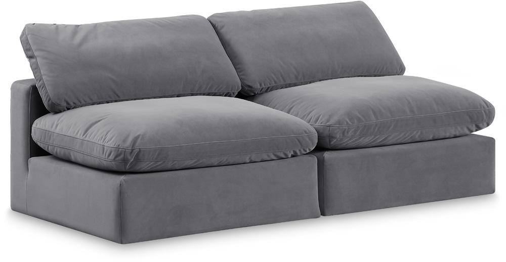 Meridian Furniture - Comfy Grey Velvet Modular Sofa - 2Pc - 189Grey-S78 veiw 1