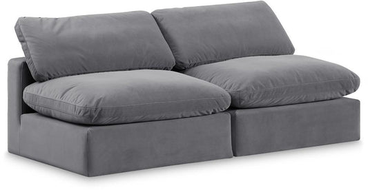 Meridian Furniture - Comfy Grey Velvet Modular Sofa - 2Pc - 189Grey-S78 veiw 1
