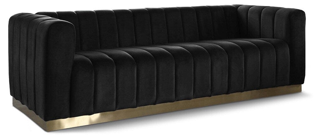 Meridian Furniture - Marlon Black Velvet Sofa - 603Black-S veiw 1