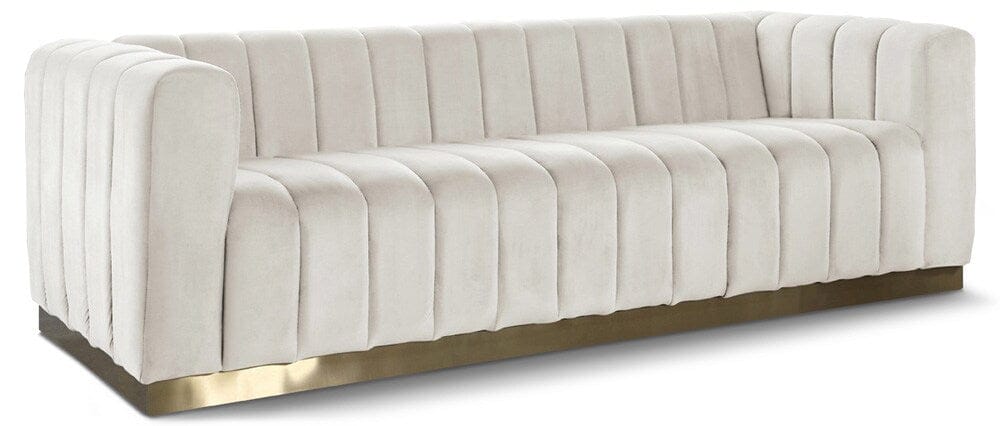 Meridian Furniture - Marlon Cream Velvet Sofa - 603Cream-S veiw 1