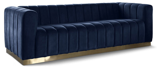 Meridian Furniture - Marlon Navy Velvet Sofa - 603Navy-S veiw 1