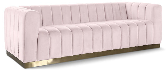 Meridian Furniture - Marlon Pink Velvet Sofa - 603Pink-S veiw 1
