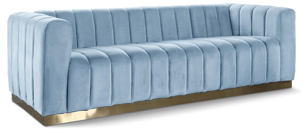 Meridian Furniture - Marlon Sky Blue Velvet Sofa - 603SkyBlu-S veiw 1