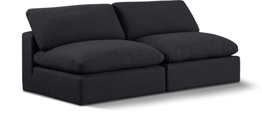 Meridian Furniture - Comfy Black Linen Textured Fabric Modular Sofa - 2Pc - 187Black-S78 veiw 1