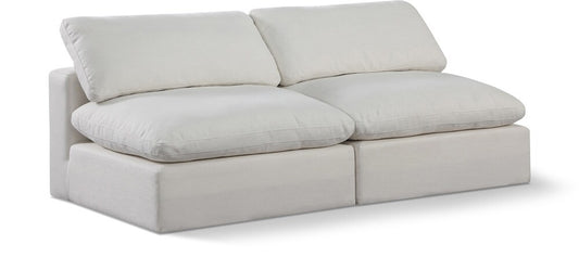 Meridian Furniture - Comfy Cream Linen Textured Fabric Modular Sofa - 2Pc - 187Cream-S78 veiw 1
