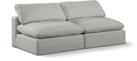 Meridian Furniture - Comfy Grey Linen Textured Fabric Modular Sofa - 2Pc - 187Grey-S78 veiw 1