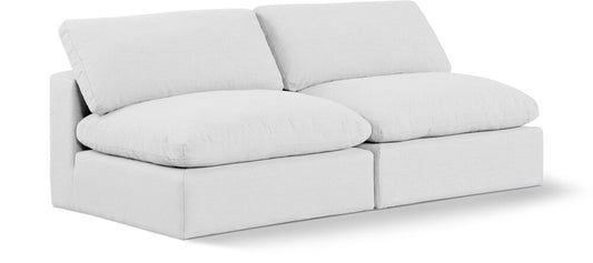 Meridian Furniture - Comfy White Linen Textured Fabric Modular Sofa - 2Pc - 187White-S78 veiw 1