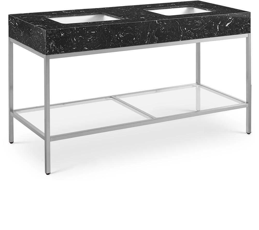 Meridian Furniture - Marmo Black Engineered Marble Bathroom Vanity - 408Black-60 veiw 1