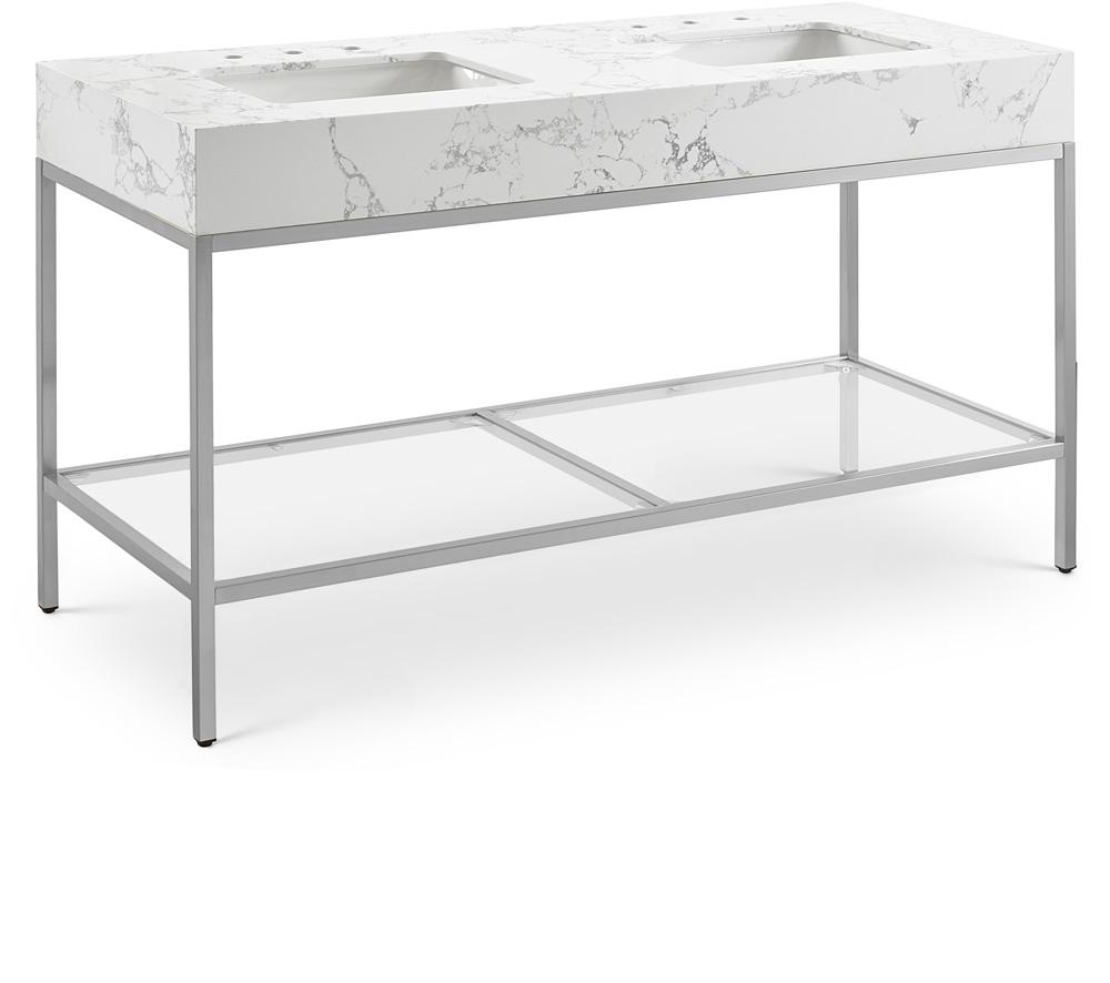 Meridian Furniture - Marmo White Engineered Marble Bathroom Vanity - 408White-60 veiw 1