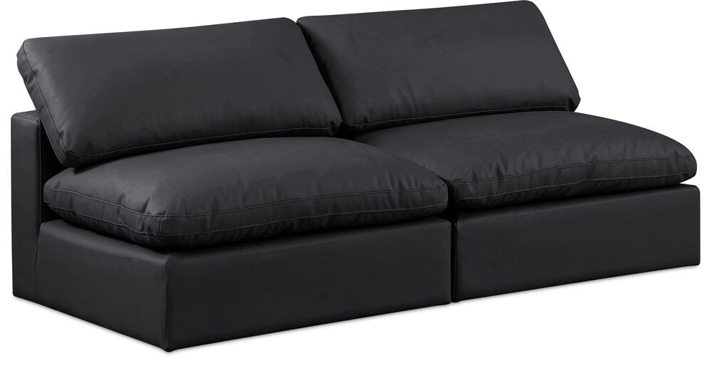 Meridian Furniture - Comfy Black Vegan Leather Modular Sofa - 2Pc - 188Black-S78 veiw 1