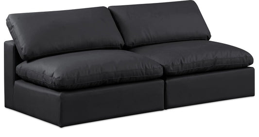 Meridian Furniture - Comfy Black Vegan Leather Modular Sofa - 2Pc - 188Black-S78 veiw 1