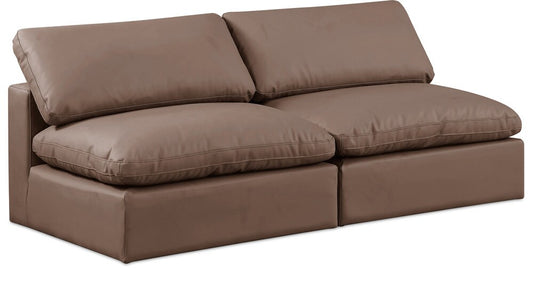 Meridian Furniture - Comfy Brown Vegan Leather Modular Sofa - 2Pc - 188Brown-S78 veiw 1