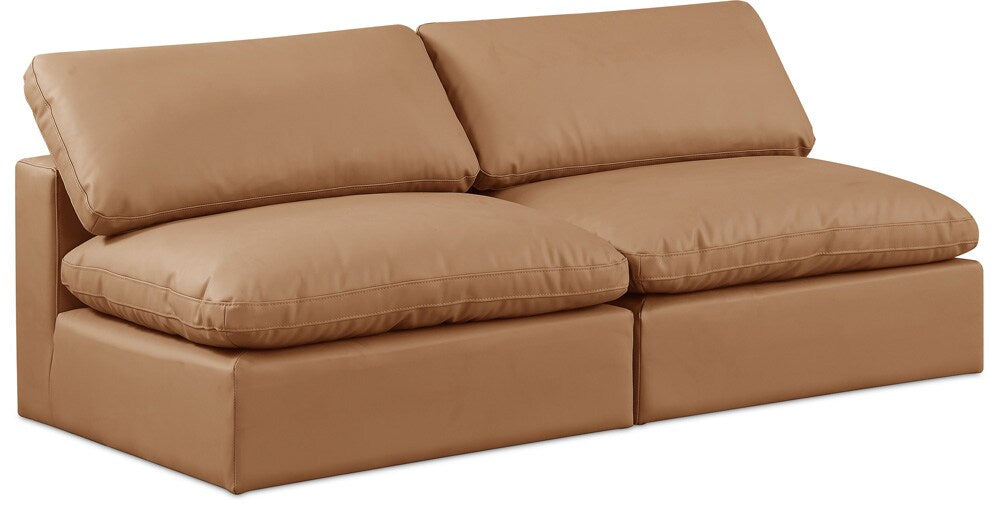 Meridian Furniture - Comfy Cognac Vegan Leather Modular Sofa - 2Pc - 188Cognac-S78 veiw 1