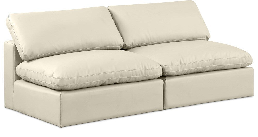 Meridian Furniture - Comfy Cream Vegan Leather Modular Sofa - 2Pc - 188Cream-S78 veiw 1