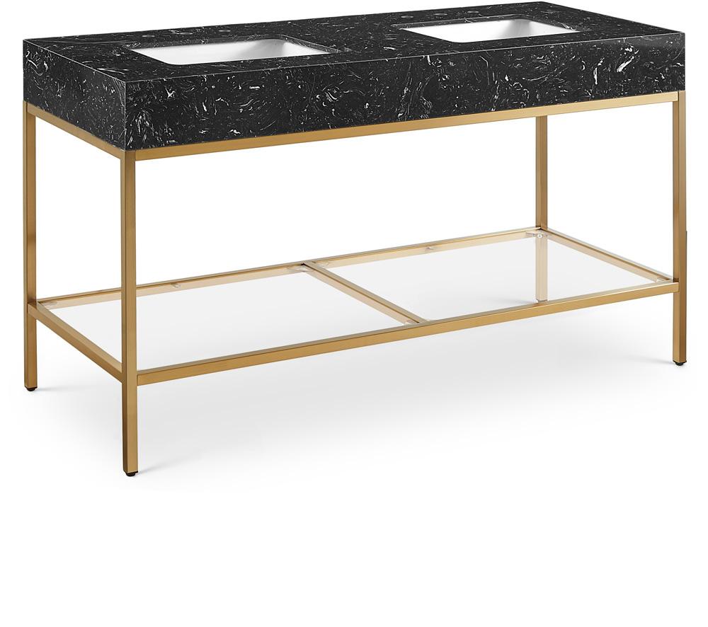 Meridian Furniture - Marmo Black Engineered Marble Bathroom Vanity - 406Black-60 veiw 1