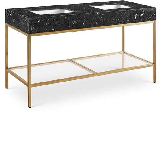 Meridian Furniture - Marmo Black Engineered Marble Bathroom Vanity - 406Black-60 veiw 1