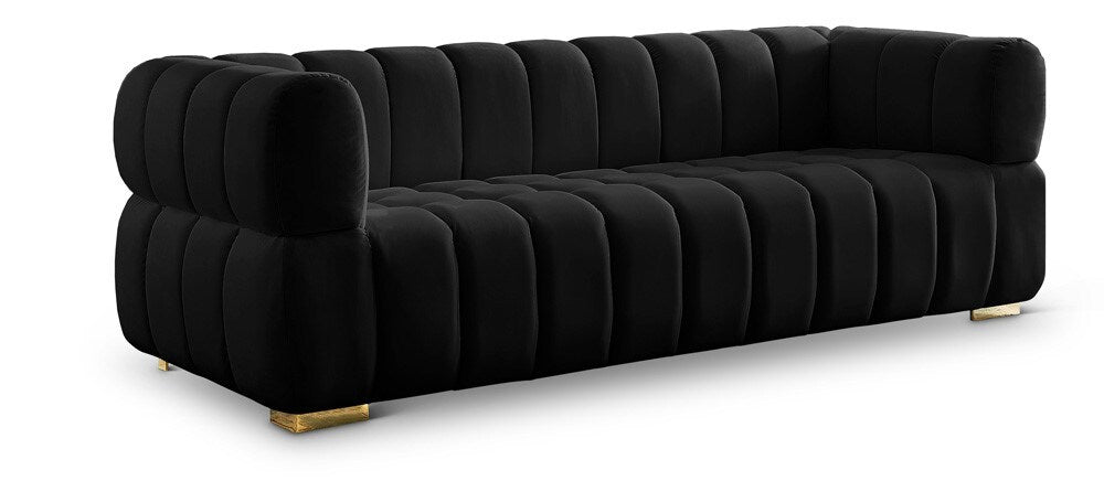 Meridian Furniture - Gwen Black Velvet Sofa - 670Black-S veiw 1