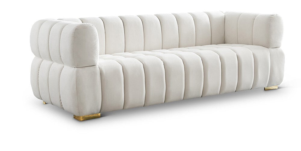 Meridian Furniture - Gwen Cream Velvet Sofa - 670Cream-S veiw 1