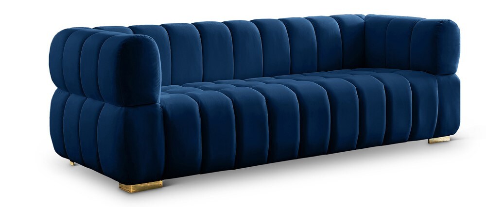 Meridian Furniture - Gwen Navy Velvet Sofa - 670Navy-S veiw 1