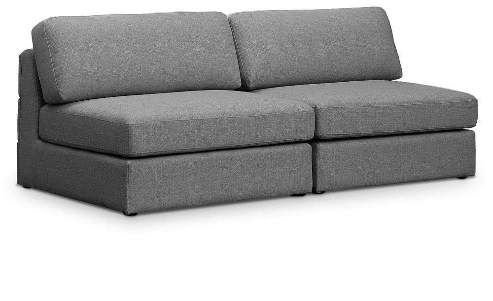 Meridian Furniture - Beckham Grey Durable Linen Textured Fabric Modular Sofa - 2Pc - 681Grey-S76B veiw 1