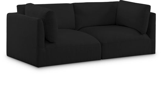 Meridian Furniture - Ease Black Polyester Fabric Modular Sofa - 2Pc - 696Black-S76B veiw 1