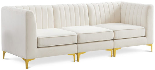 Meridian Furniture - Alina Cream Velvet Modular Sofa - 3Pc - 604Cream-S93 veiw 1