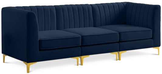 Meridian Furniture - Alina Navy Velvet Modular Sofa - 3Pc - 604Navy-S93 veiw 1
