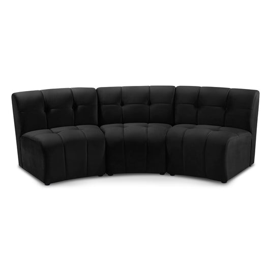 Meridian Furniture - Limitless Black Velvet 3pc. Modular Sectional - 645Black-3PC veiw 1