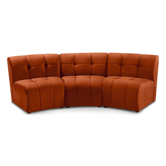Meridian Furniture - Limitless Cognac Velvet 3pc. Modular Sectional - 645Cognac-3PC veiw 1