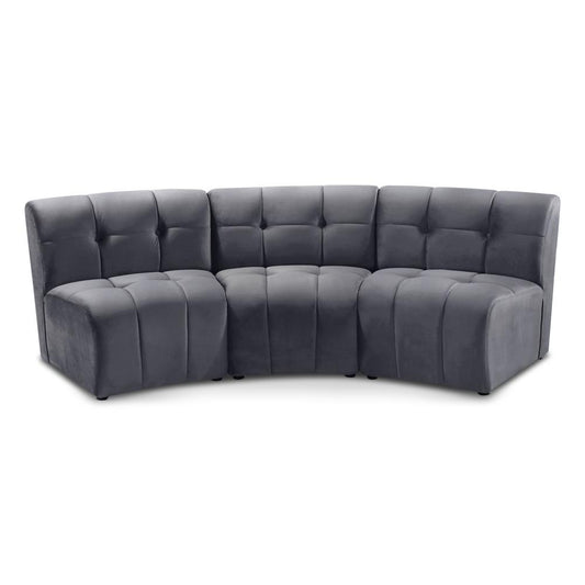 Meridian Furniture - Limitless Grey Velvet 3pc. Modular Sectional - 645Grey-3PC veiw 1
