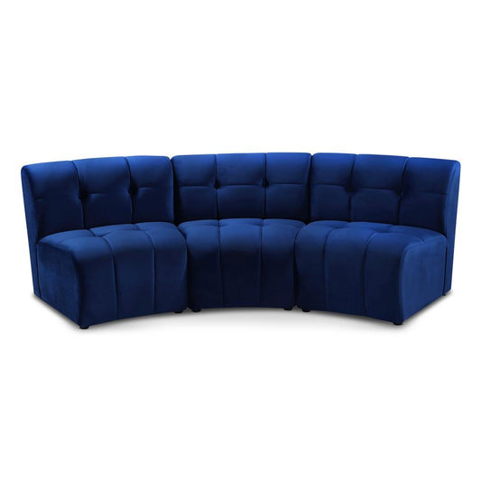 Meridian Furniture - Limitless Navy Velvet 3pc. Modular Sectional - 645Navy-3PC veiw 1