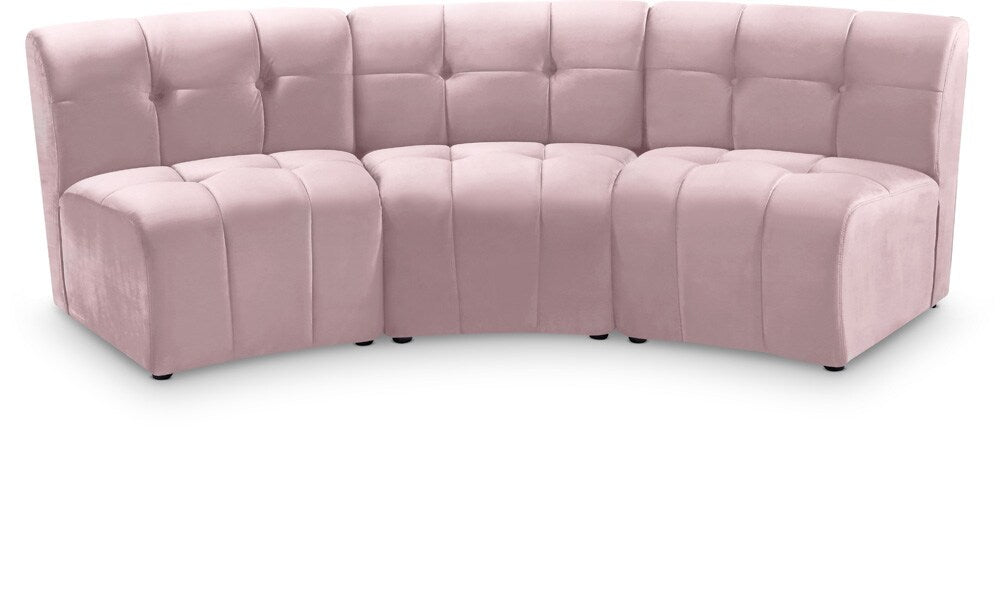 Meridian Furniture - Limitless Pink Velvet 3pc. Modular Sectional - 645Pink-3PC veiw 1