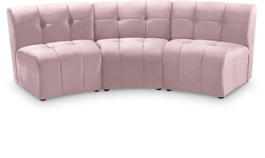 Meridian Furniture - Limitless Pink Velvet 3pc. Modular Sectional - 645Pink-3PC veiw 1