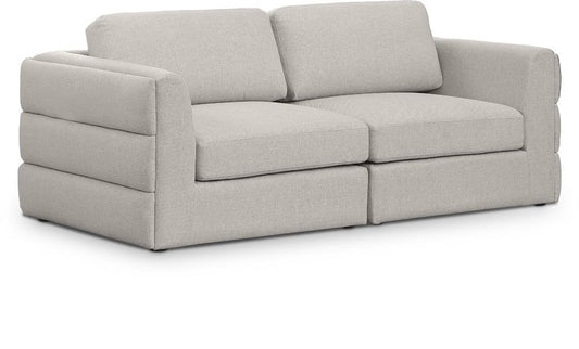 Meridian Furniture - Beckham Beige Durable Linen Textured Fabric Modular Sofa - 2Pc - 681Beige-S76A veiw 1