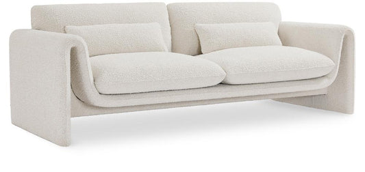 Meridian Furniture - Stylus Cream Boucle Fabric Sofa - 198Cream-S veiw 1