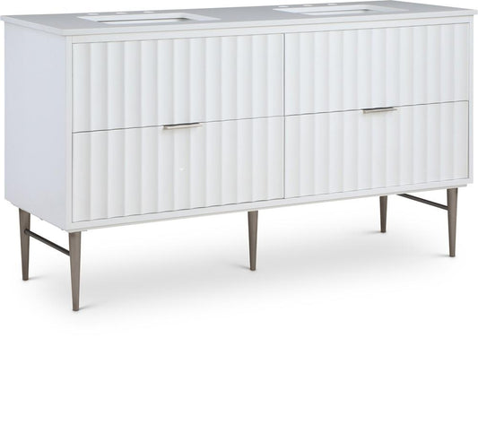 Meridian Furniture - Modernist White Bathroom Vanity - 402White-60 veiw 1