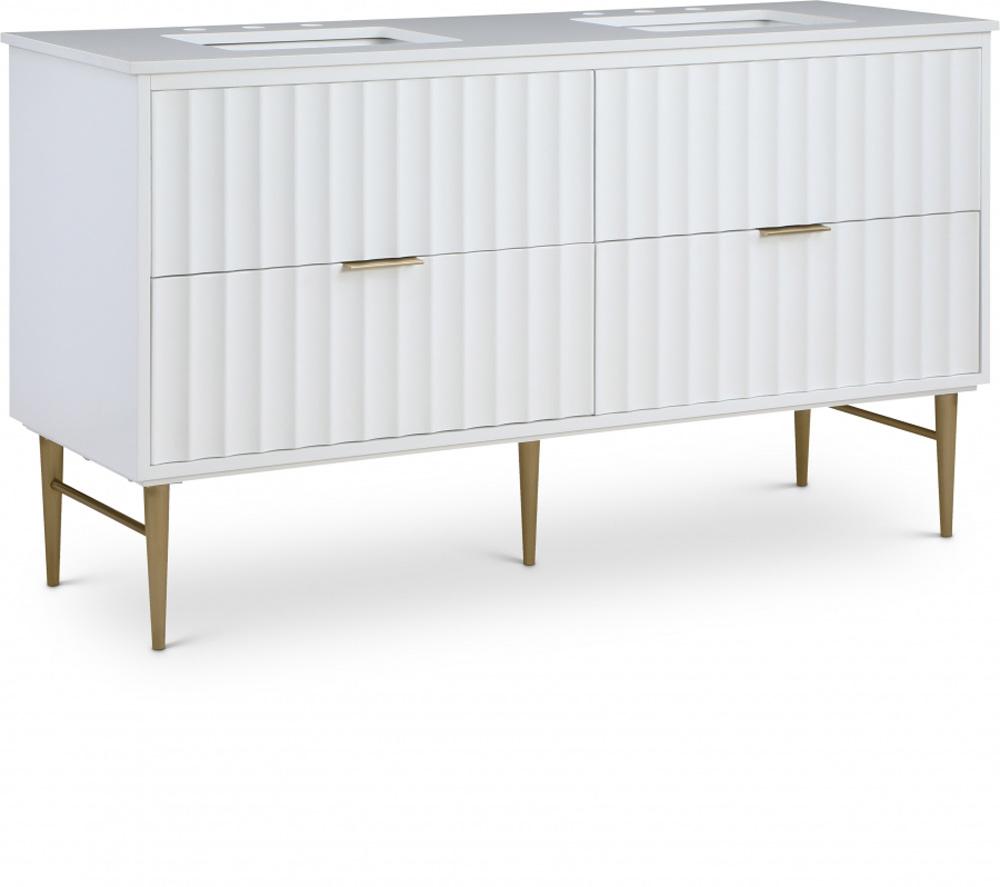 Meridian Furniture - Modernist White Bathroom Vanity - 401White-60 veiw 1