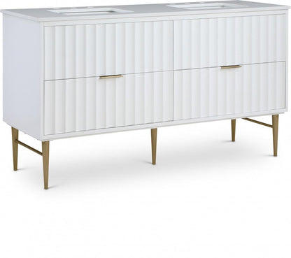 Meridian Furniture - Modernist White Bathroom Vanity - 401White-60 veiw 1