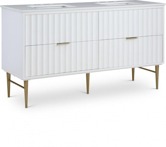 Meridian Furniture - Modernist White Bathroom Vanity - 401White-60 veiw 1