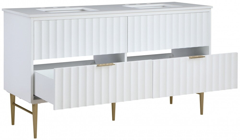 Meridian Furniture - Modernist White Bathroom Vanity - 401White-60 veiw 2