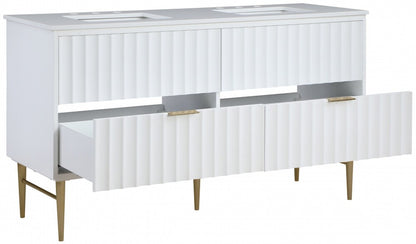 Meridian Furniture - Modernist White Bathroom Vanity - 401White-60 veiw 2