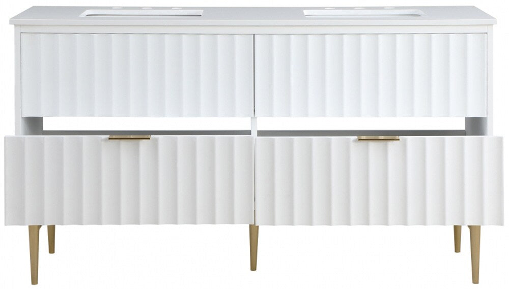 Meridian Furniture - Modernist White Bathroom Vanity - 401White-60 veiw 3