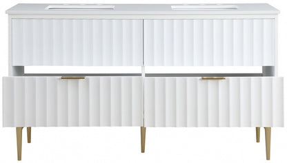 Meridian Furniture - Modernist White Bathroom Vanity - 401White-60 veiw 3
