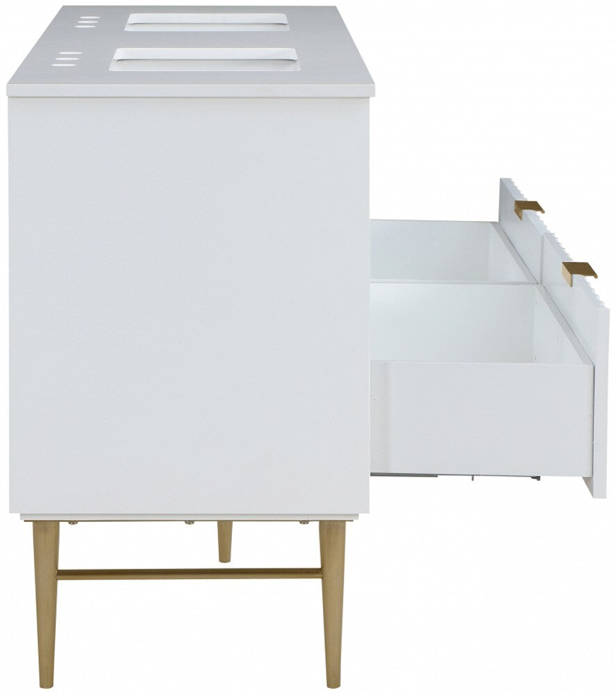 Meridian Furniture - Modernist White Bathroom Vanity - 401White-60 veiw 4