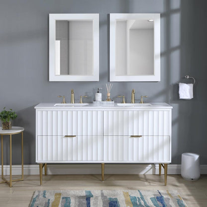 Meridian Furniture - Modernist White Bathroom Vanity - 401White-60 veiw 5